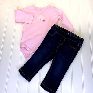 Tommy Hilfiger Denim Jeans Carter’s Pink Long Sleeve Onesie Size 6-9M
